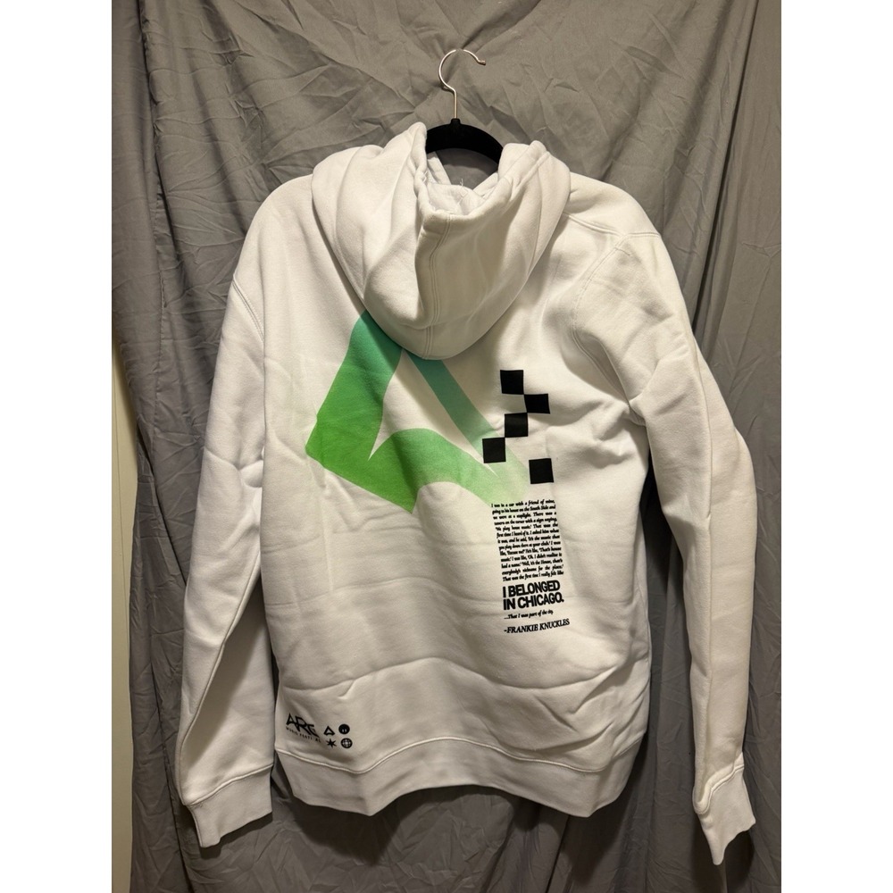 ARC Music Festival White Pullover Fleece Hoodie Men's Large Graphic Logo Pockets - Picture 2 of 9